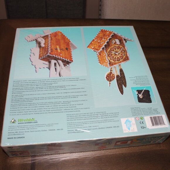 3/$188- new sealed 2001 Wrebbit PUZZ 3D Cuckoo Clock real working clock puzzle - Picture 6 of 7